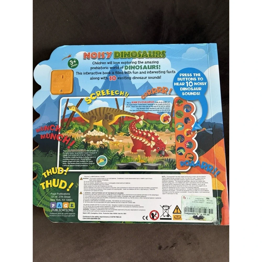 Noisy‎ Dinosaurs 10 Cool Dinosaur Sounds Interactive Board Book Tested Working